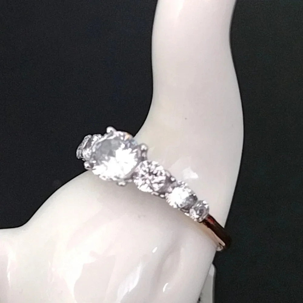 Women's Bling Stainless Steel Bridal Two Tone Cocktail Ring - Picture 15 of 16